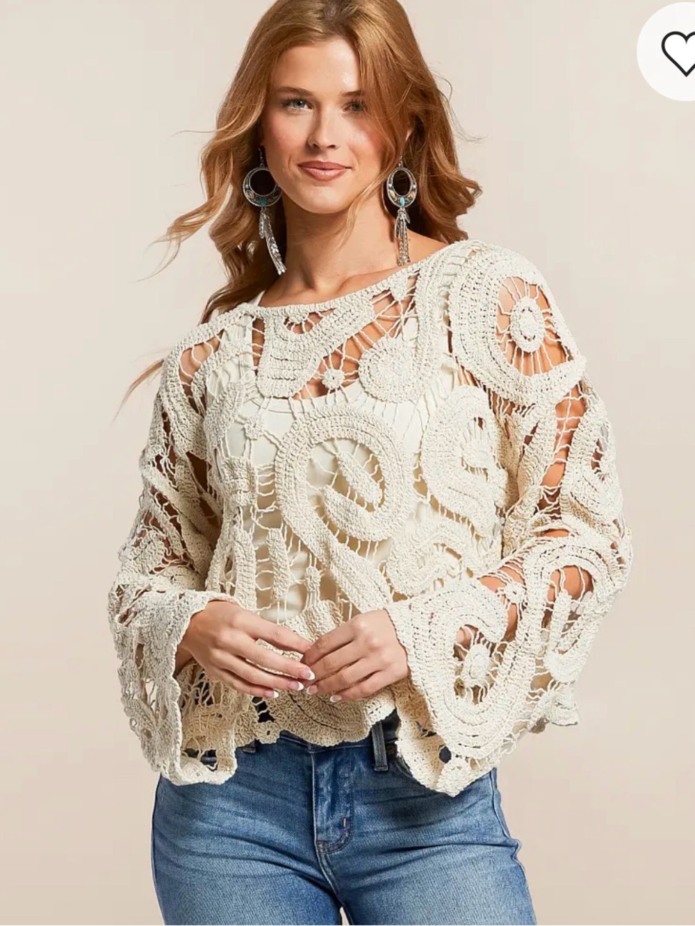 Willow & Root Open Weave Scalloped Sweater